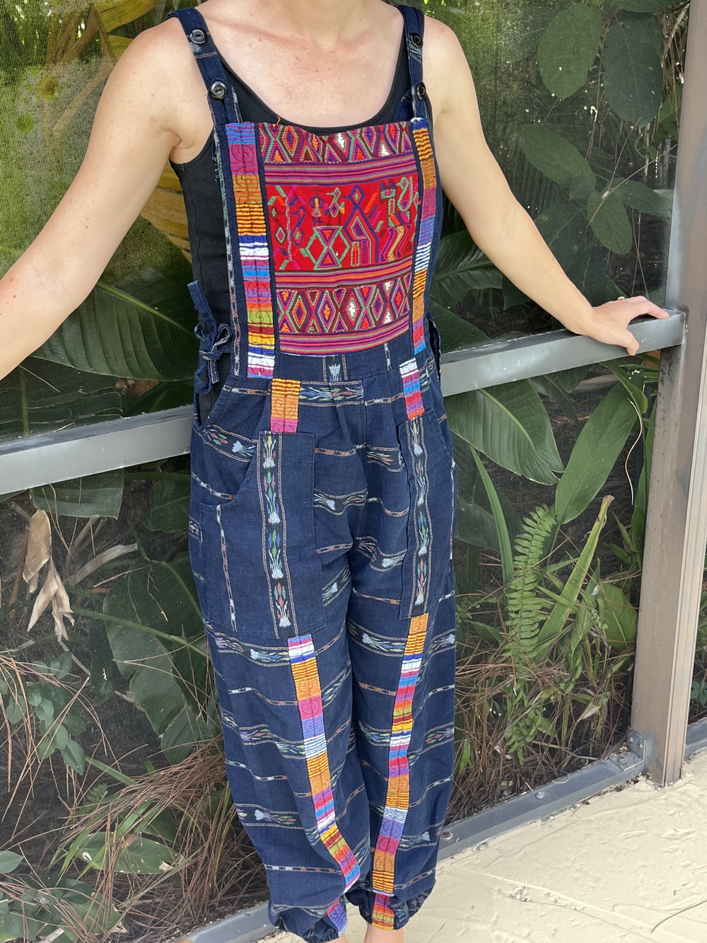 Multi Colored Boho  Embroidered Free People Style Women's Overalls